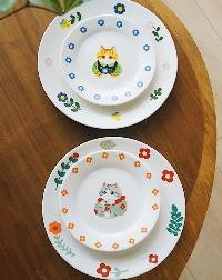 猫&花　プレートセット